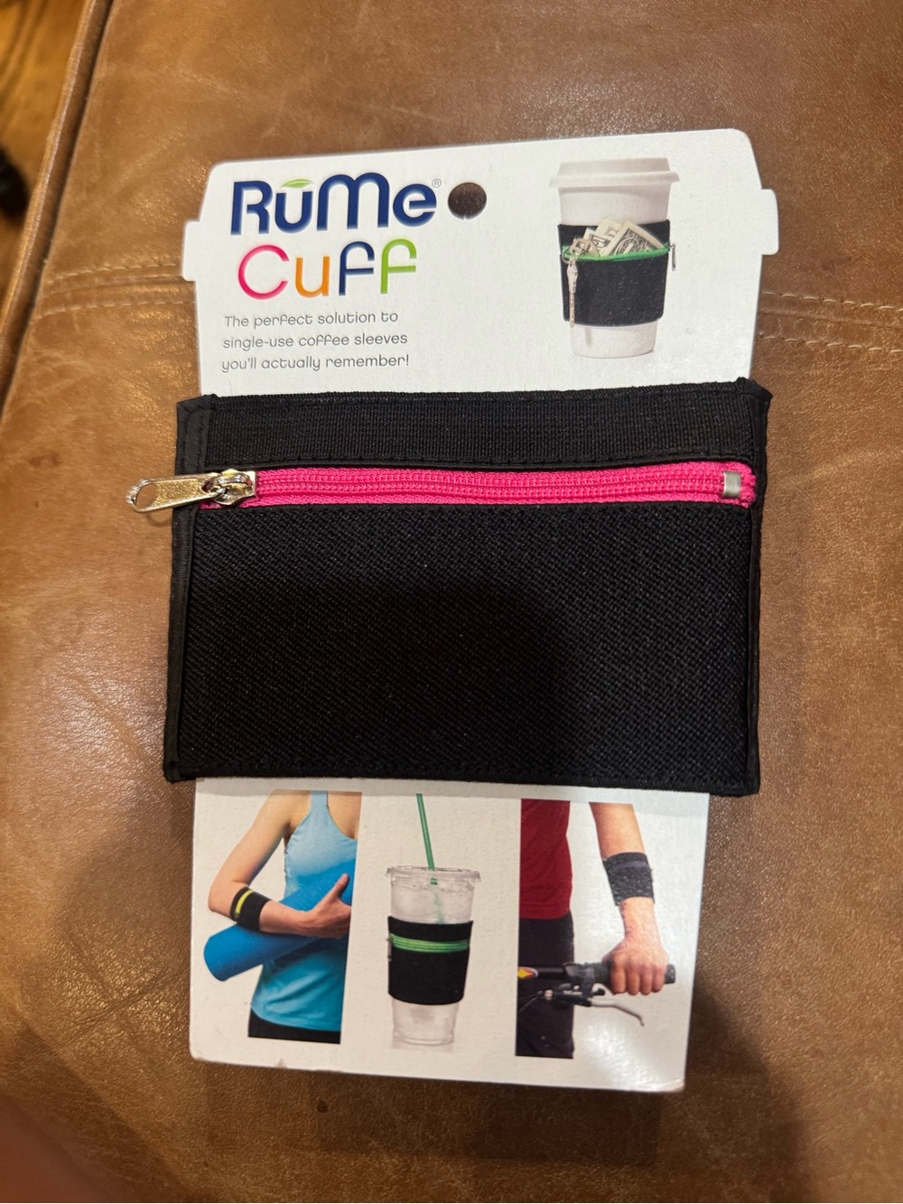 Travel Sleeve in Black with Pink Zip Pocket